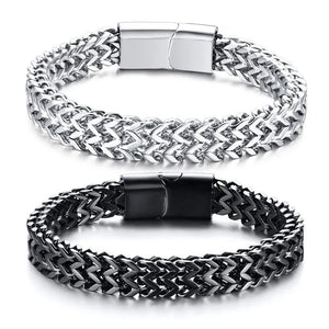 Men's Metal Stainless Steel Magnet Clasp Trendy Round Bracelet