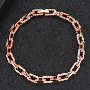 Women's Copper Cubic Zirconia Prong Setting Geometric Bracelet