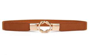 Women's PU Leather Elastic Closure Solid Pattern Trendy Belts