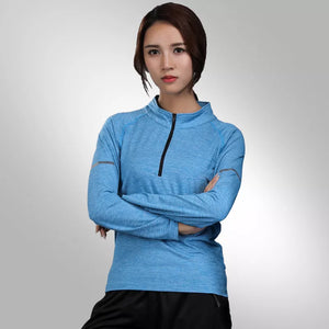 Women's Polyester Full Sleeve Solid Pattern Yoga Wear T-Shirt
