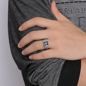 Men's Cubic Zirconia Stainless Steel Geometric Pattern Wedding Ring