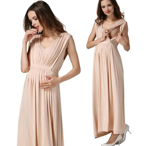 Women's Spandex V-Neck Sleeveless Breastfeeding Maternity Dress