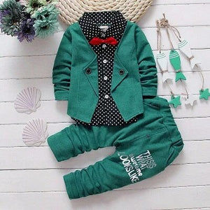 Kid's Turn-Down Collar Long Sleeve Dotted Pattern Casual Clothes