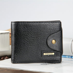 Men's Genuine Leather Hasp Closure Plain Pattern Bifold Wallet