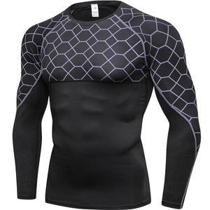 Men's Polyester O-Neck Full Sleeve Printed Pattern Sport T-Shirt