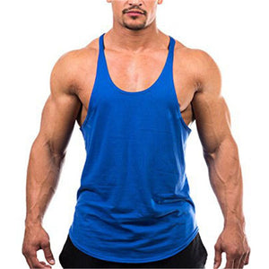 Men's Cotton U-Neck Sleeveless Solid Pattern Sports Workout Vest