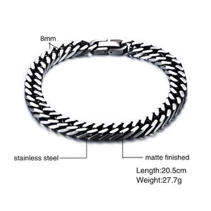 Men's Metal Stainless Steel Fold Over Clasp Hip-Hop Bracelet