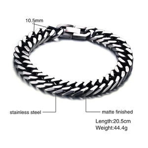 Men's Metal Stainless Steel Fold Over Clasp Hip-Hop Bracelet