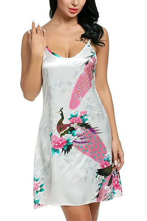 Women's Polyester Round Neck Sleeveless Nightgown Sleepwear Dress