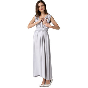 Women's V-Neck Spandex Sleeveless Breastfeeding Maternity Dress