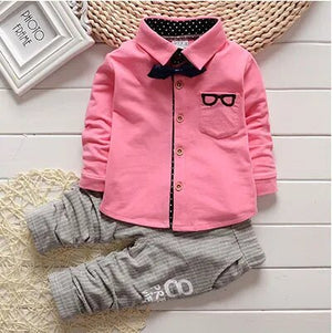 Kid's Turn-Down Collar Long Sleeve Solid Pattern Casual Clothes
