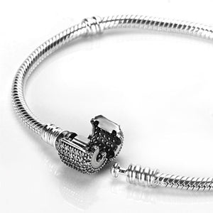 Women's 100% 925 Sterling Silver Geometric Pattern Charm Bracelet