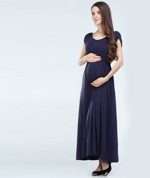 Women's V-Neck Spandex Short Sleeves Breastfeeding Maternity Dress