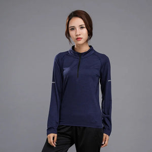 Women's Polyester Full Sleeve Solid Pattern Yoga Wear T-Shirt