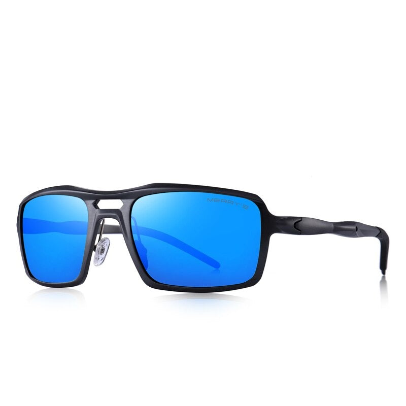 Men's Aluminum Frame Rectangle Shaped Polarized UV400 Sunglasses
