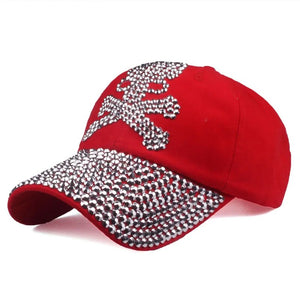 Women's Cotton Adjustable Strap Rhinestone Casual Baseball Caps