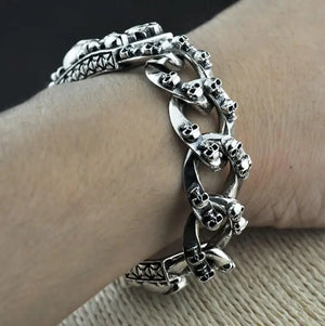 Men's 925 Sterling Silver Skeleton Pattern Chain Type Bracelet