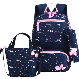 Kid's Girl Oxford Zipper Closure Printed Pattern School Backpack