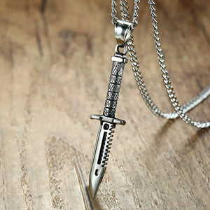 Men's Metal Stainless Steel Link Chain Trendy Knife Necklace