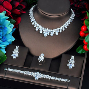 Women's Copper Cubic Zirconia Luxury Wedding Party Jewelry Set