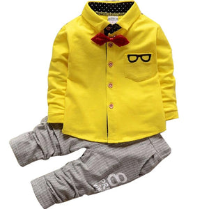 Kid's Turn-Down Collar Long Sleeve Solid Pattern Casual Clothes