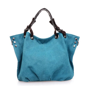 Women's Canvas Zipper Closure Solid Large Capacity Shoulder Bag