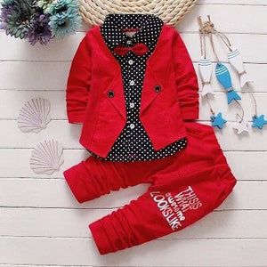 Kid's Turn-Down Collar Long Sleeve Dotted Pattern Casual Clothes