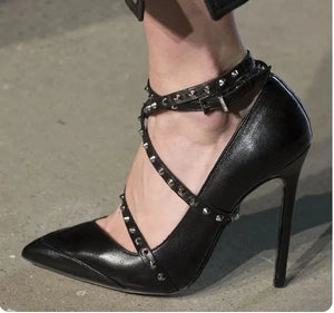 Women's PU Pointed Toe Buckle Strap Closure Formal Wear Shoes