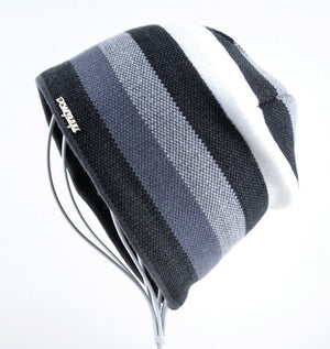 Men's Polyester Beanies Double-Layer Striped Pattern Hip Hop Cap