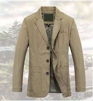 Men's Cotton Full Sleeve Single Breasted Plain Pattern Jacket