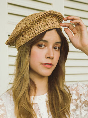 Women's Straw Knitted Pattern Vintage Casual Wear Beret Hat