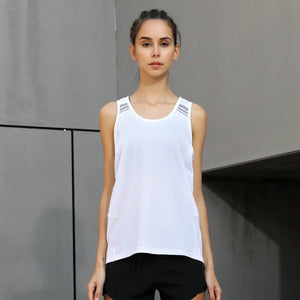 Women's Nylon O-Neck Sleeveless Breathable Yoga Gym Wear Tops