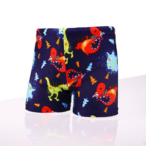 Kid's Polyester Elastic Waist Quick-Dry Printed Swimwear Shorts