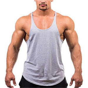 Men's Cotton U-Neck Sleeveless Solid Pattern Sports Workout Vest