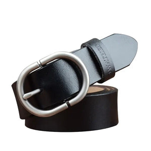 Men's Genuine Leather Pin Buckle Closure Solid Pattern Strap Belts