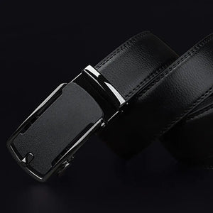 Men's Cowskin Automatic Metal Buckle Solid Pattern Strap Belts