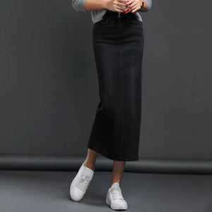Women's Cotton Solid Pattern Elegant Casual Wear Denim Skirt