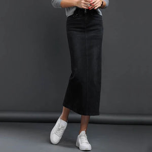 Women's Cotton High Waist Solid Pattern Casual Wear Denim Skirts