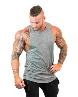Men's Cotton O-Neck Sleeveless Solid Pattern Sports Workout Vest