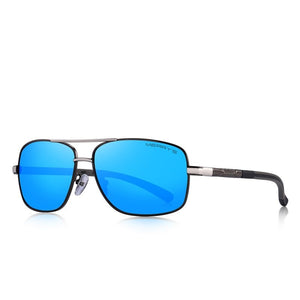 Men's Aluminum Frame Polycarbonate Rectangle Shaped Sunglasses