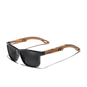 Men's Wooden Frame Polycarbonate Lens Classic UV400 Sunglasses