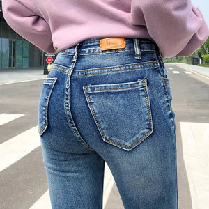 Women's Cotton High Waist Zipper Fly Plain Pattern Casual Pants