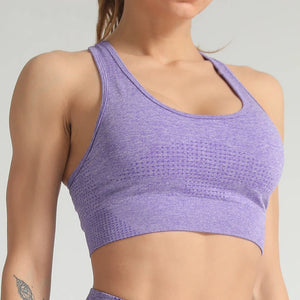 Women's Nylon O-Neck Sleeveless Shockproof Workout Crop Top