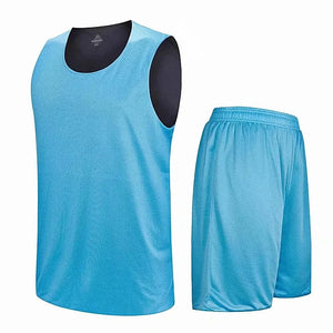 Men's Polyester O-Neck Sleeveless Solid Breathable Sports Set