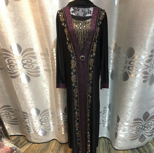 Women's Arabian V-Neck Polyester Full Sleeves Casual Wear Abaya
