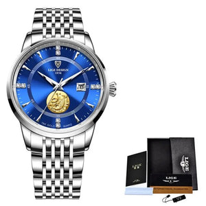 Men's Stainless Steel Round Shape Waterproof Luxury Quartz Watch