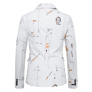 Men's Polyester Full Sleeve Single Button Closure Printed Blazer