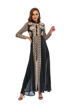 Women's Arabian Polyester Full Sleeves Trendy Embroidery Dress