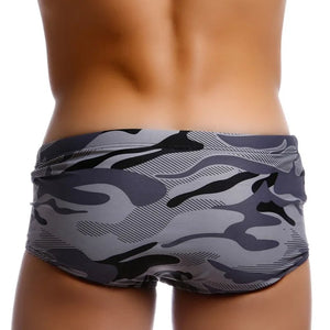 Men's Polyester Elastic Closure Camouflage Swimwear Printed Brief