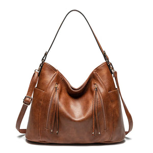 Women's PU Zipper Closure Solid Pattern Trendy Shoulder Bags